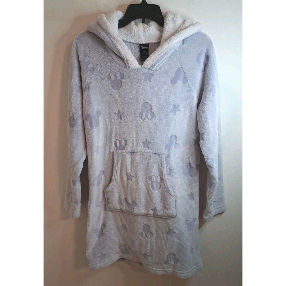 Disney Mickey Minnie Fleece Lounger Robe Large Sherpa Hoodie Blue Pullover